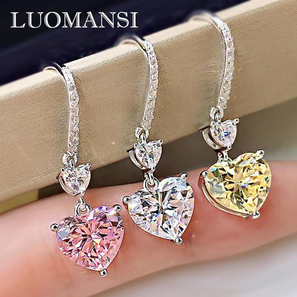 dangle & chandelier luomansi genuine s925 sterling silver heart-shaped high carbon diamond long earrings super flash women's jewelry
dangle & chandelier luomansi genuine s925 sterling silver heart-shaped high carbon diamond long earrings super flash women's jewelry