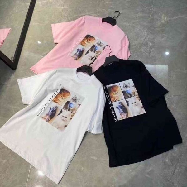 women's t-shirt i love t-hsirt cats summer short sleeves feminine printed pure european and american casual cotton street, White
women's t-shirt i love t-hsirt cats summer short sleeves feminine printed pure european and american casual cotton street, White