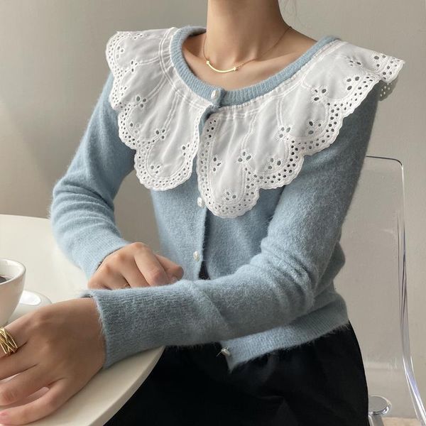 women's sweaters kawaii lace peter-pan women sweater cardigan korean style patchwork knitted coat warm single breasted knitwear cardiga, White;black
women's sweaters kawaii lace peter-pan women sweater cardigan korean style patchwork knitted coat warm single breasted knitwear cardiga, White;black