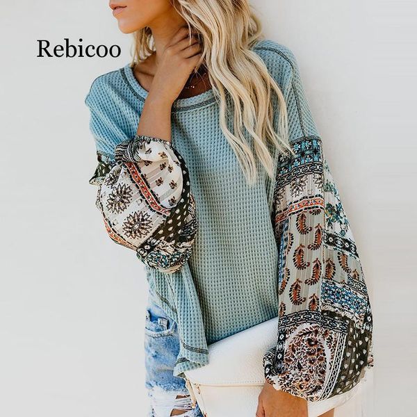 women's t-shirt autumn winter women long sleeve bohemian knit patchwork casual o neck high low ladies loose, White
women's t-shirt autumn winter women long sleeve bohemian knit patchwork casual o neck high low ladies loose, White