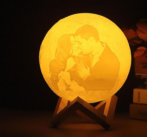 party decoration po/text custom 3d printing moon lamp night light usb rechargeable personalized valentines gift mother
