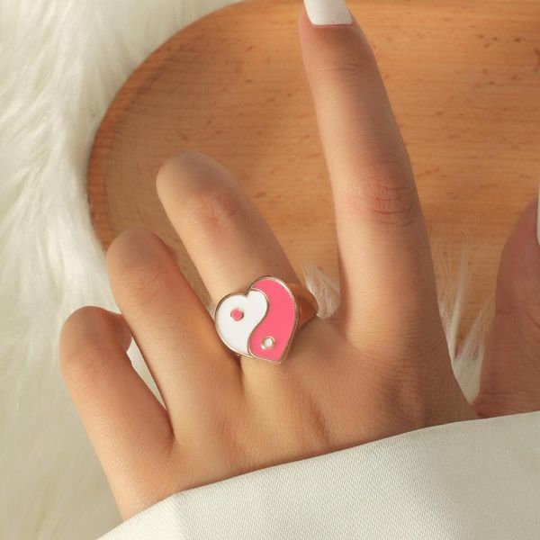 wedding rings yungqi design colorful enamel heart tai chi ring yin yang gossip for women girls fashion finger charm jewelry gift, Slivery;golden 
wedding rings yungqi design colorful enamel heart tai chi ring yin yang gossip for women girls fashion finger charm jewelry gift, Slivery;golden