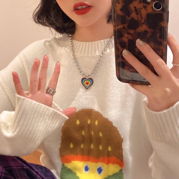 rainbow love necklace female light luxury ins wind niche long sweater chain 2021 new clavicle chain design sense, Silver
rainbow love necklace female light luxury ins wind niche long sweater chain 2021 new clavicle chain design sense, Silver