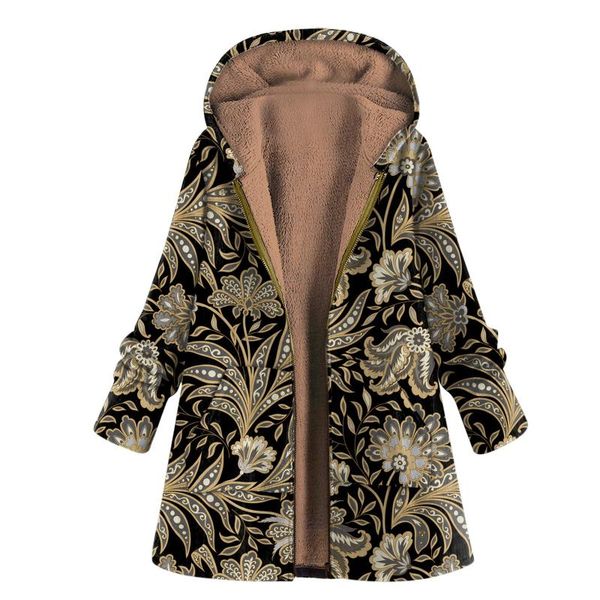 women's jackets warm coat winter outwear floral print hooded pockets vintage clothes oversize female coats casual, Black;brown
women's jackets warm coat winter outwear floral print hooded pockets vintage clothes oversize female coats casual, Black;brown