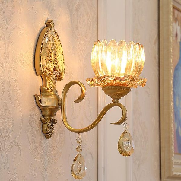 wall lamp european led crystal bedroom bedside simple living room aisle retro creative full copper lamps e14 
wall lamp european led crystal bedroom bedside simple living room aisle retro creative full copper lamps e14