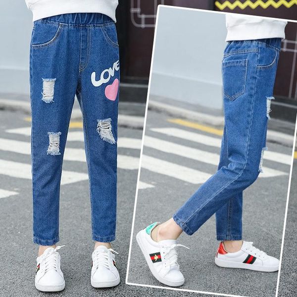 kids ripped jeans for girls spring autumn children denim pants casual trouses baby with heart, Blue
kids ripped jeans for girls spring autumn children denim pants casual trouses baby with heart, Blue