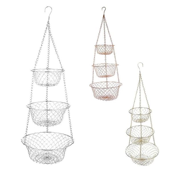 Storage Baskets 3 Tier Fruit Basket, Vegetable Kitchen Basket Chain Hanging Space Saving Fruits, Plants
Storage Baskets 3 Tier Fruit Basket, Vegetable Kitchen Basket Chain Hanging Space Saving Fruits, Plants