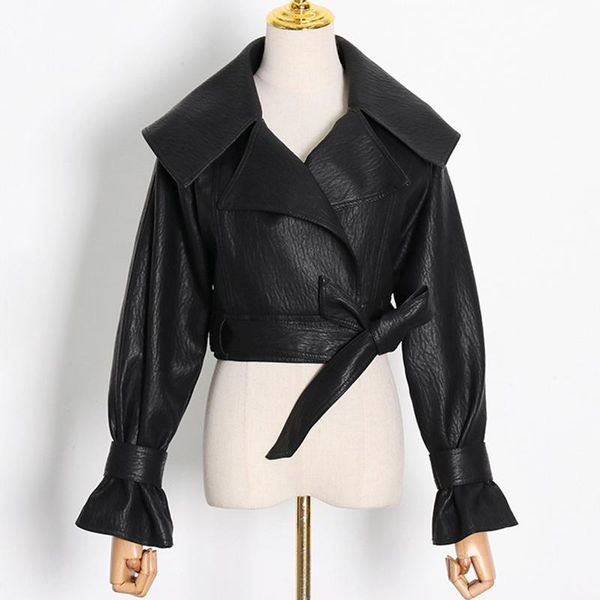 women's leather & faux women lace up jacket autumn winter thick moto biker coat, Black
women's leather & faux women lace up jacket autumn winter thick moto biker coat, Black