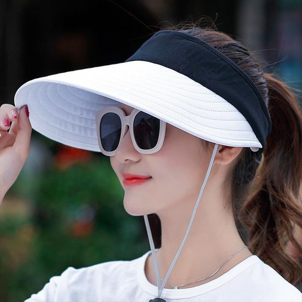 women summer sun visor wide brimmed hat beach adjustable uv protection female cap, Blue;gray
women summer sun visor wide brimmed hat beach adjustable uv protection female cap, Blue;gray