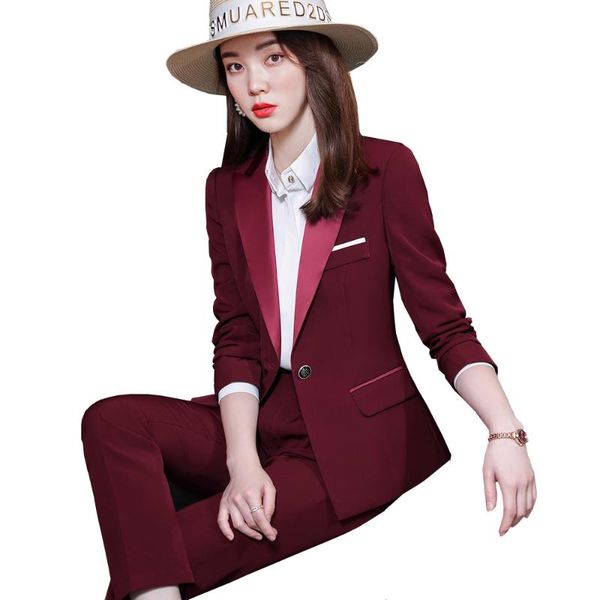 women's two piece pants office ladies wine black formal pant suit blazer women female jacket and trouser el work business wear 2 set, White
women's two piece pants office ladies wine black formal pant suit blazer women female jacket and trouser el work business wear 2 set, White