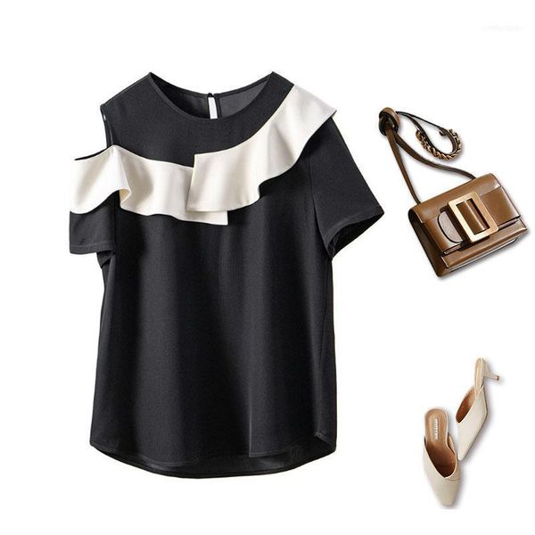 women's blouses & shirts 2021 summer off shoulder short sleeves o neck ruffles female shirt blouse a35821, White
women's blouses & shirts 2021 summer off shoulder short sleeves o neck ruffles female shirt blouse a35821, White