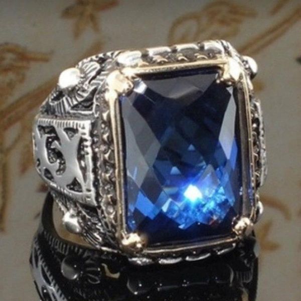 wedding rings blue zircon ring europe personality tide men's domineering for women men, Slivery;golden
wedding rings blue zircon ring europe personality tide men's domineering for women men, Slivery;golden