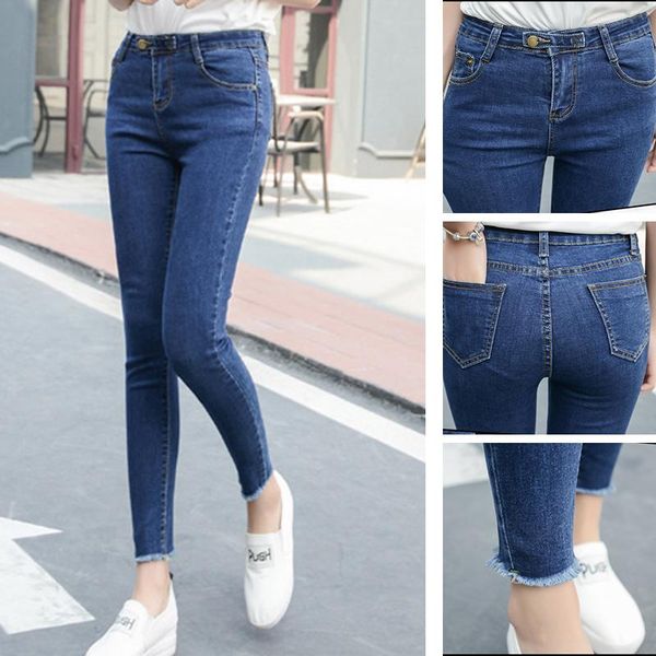 ripped denim jeans tight-fitting high-waisted slim slimming stretch nine-point pants women's spring 2021 korean, Blue
ripped denim jeans tight-fitting high-waisted slim slimming stretch nine-point pants women's spring 2021 korean, Blue