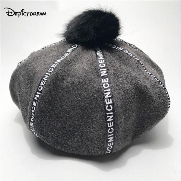 berets 2021 autumn and winter women hat vintage letters hair ball octagonal thicken keep warm wool hats, Blue;gray
berets 2021 autumn and winter women hat vintage letters hair ball octagonal thicken keep warm wool hats, Blue;gray