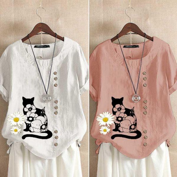 women summer printed shirt elegant 2021 short sleeve blouse tunic holiday chemise loose o neck buttons plus size 5xl women's blouses &, White
women summer printed shirt elegant 2021 short sleeve blouse tunic holiday chemise loose o neck buttons plus size 5xl women's blouses &, White