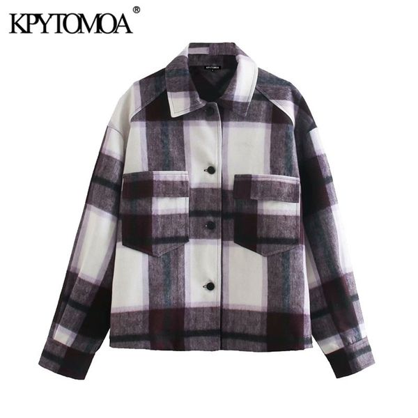 women fashion oversized check woolen jacket coat vintage long sleeve pockets female outerwear chic overshirt 210421, Black;brown
women fashion oversized check woolen jacket coat vintage long sleeve pockets female outerwear chic overshirt 210421, Black;brown