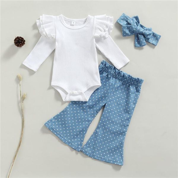 clothing sets 3 pcs born casual outfits baby girls ribbed sleeve round neck romper + dot print flared pants+bowknot headband, White
clothing sets 3 pcs born casual outfits baby girls ribbed sleeve round neck romper + dot print flared pants+bowknot headband, White