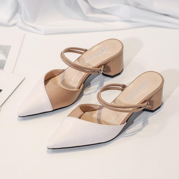 leather patchwork pointed toe sandals women thick high heels slides summer shoes double narrow band gladiator sandalias mujer, Black
leather patchwork pointed toe sandals women thick high heels slides summer shoes double narrow band gladiator sandalias mujer, Black