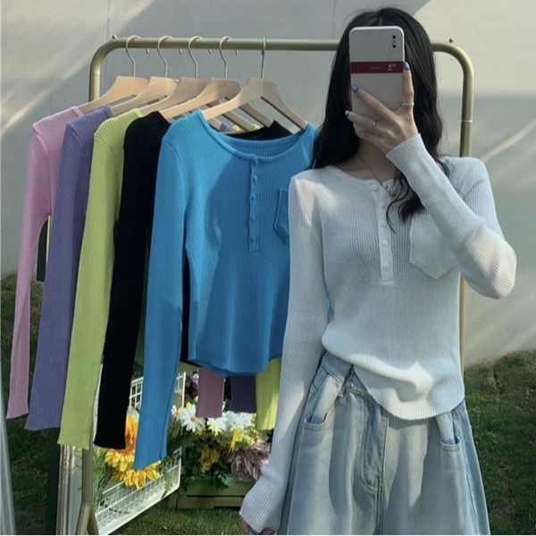 6 candy colors summer korean style long sleeve knit t-shirts womens tee shirt femme women slim cropped (l9370 210423, White
6 candy colors summer korean style long sleeve knit t-shirts womens tee shirt femme women slim cropped (l9370 210423, White