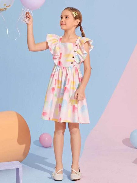 girls square neck button front ruffle armhole dress she, Red;yellow
girls square neck button front ruffle armhole dress she, Red;yellow