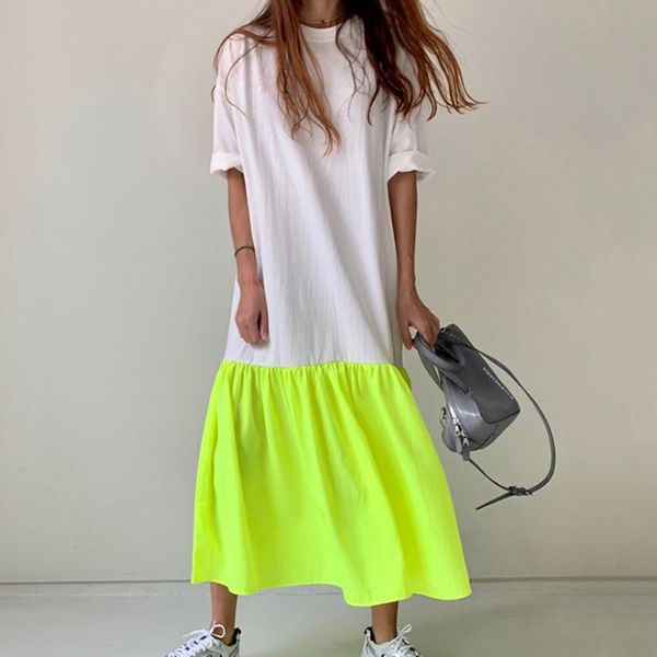 korean-style casual big size dress solid color cotton fashion ladies loose summer new round neck women clothing 210421, Black;gray
korean-style casual big size dress solid color cotton fashion ladies loose summer new round neck women clothing 210421, Black;gray