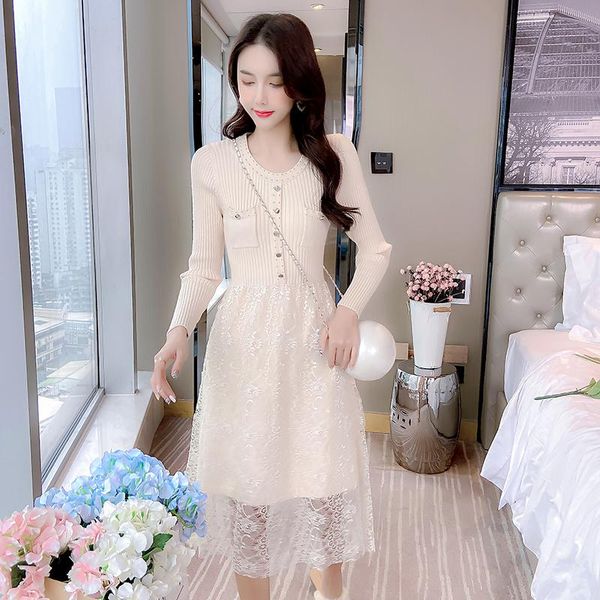 casual dresses coigarsam patchwork women dress spring full sleeve knitting lace solid o-neck high waist black apricot 8730, Black;gray
casual dresses coigarsam patchwork women dress spring full sleeve knitting lace solid o-neck high waist black apricot 8730, Black;gray