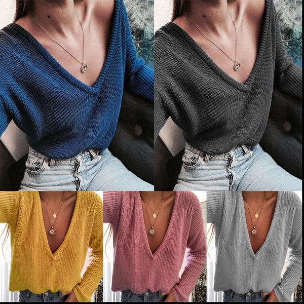 deep v neck casual pink women sweater knitted pullovers autumn winter clothes blue gray black gmw04, White;black
deep v neck casual pink women sweater knitted pullovers autumn winter clothes blue gray black gmw04, White;black
