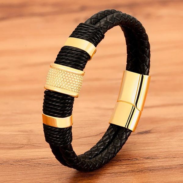 charm bracelets leather braided rope winding classic stainless steel special style men's bracelet double design sense, Golden;silver
charm bracelets leather braided rope winding classic stainless steel special style men's bracelet double design sense, Golden;silver