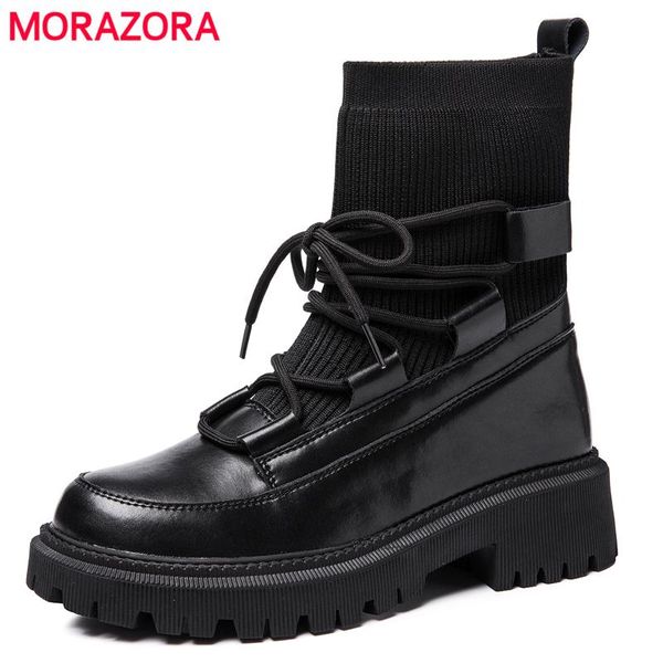 boots morazora 2022 genuine leather ankle fashion slip on square heels socks ladies platform shoes autumn footwear, Black
boots morazora 2022 genuine leather ankle fashion slip on square heels socks ladies platform shoes autumn footwear, Black