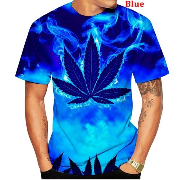men's t-shirts summer men's/women's fun 3d blue leaf print t-shirt personality short-sleeved casual seaside breathable, White;black 
men's t-shirts summer men's/women's fun 3d blue leaf print t-shirt personality short-sleeved casual seaside breathable, White;black