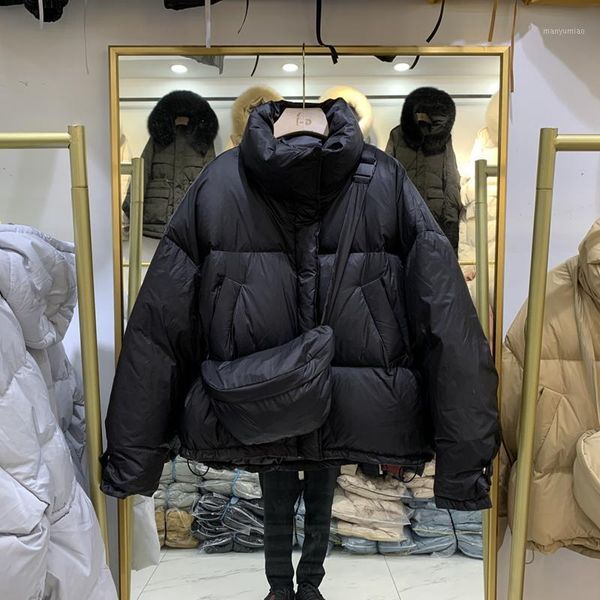 women's down & parkas korean style women winter coat with backpack short solid bubble duck filling 2021 stand collar warm jackets, Black
women's down & parkas korean style women winter coat with backpack short solid bubble duck filling 2021 stand collar warm jackets, Black