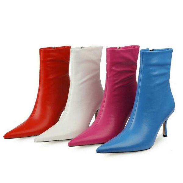 boots faux leather brand design women ankle pointed toe thin high heel short fashion zipper party woman's shoes big size, Black
boots faux leather brand design women ankle pointed toe thin high heel short fashion zipper party woman's shoes big size, Black