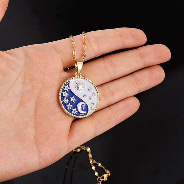 pendant necklaces fashion enamel moon star round necklace for women trendy zircon sun clavicle chain party daily jewelry, Silver
pendant necklaces fashion enamel moon star round necklace for women trendy zircon sun clavicle chain party daily jewelry, Silver