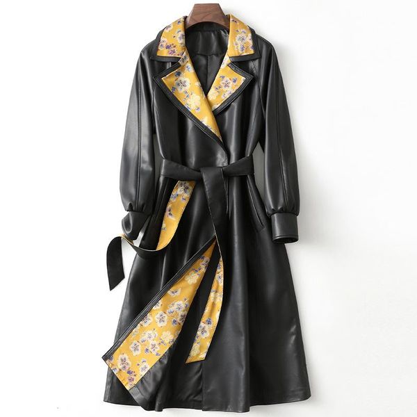 women's leather & faux chinese style real sheepskin 2021 autumn waist closing suit collar black coat windbreaker with belt
women's leather & faux chinese style real sheepskin 2021 autumn waist closing suit collar black coat windbreaker with belt