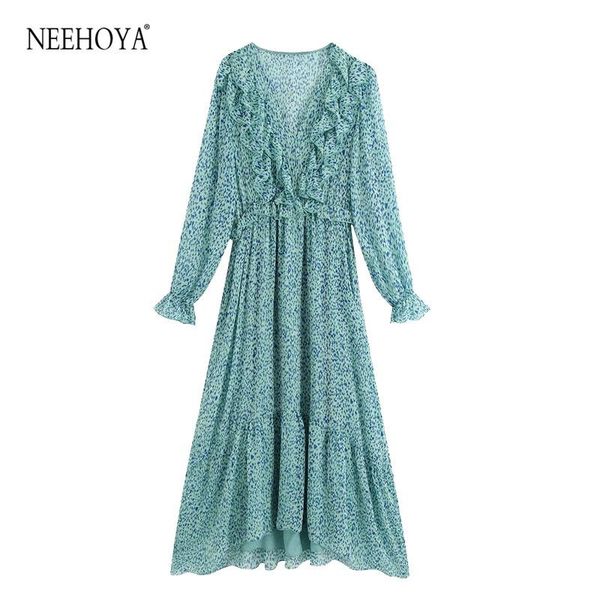 women 2021 chic fashion ruffled printed midi dress vintage long sleeve elastic waist with lining female dresses mujer casual, Black;gray
women 2021 chic fashion ruffled printed midi dress vintage long sleeve elastic waist with lining female dresses mujer casual, Black;gray