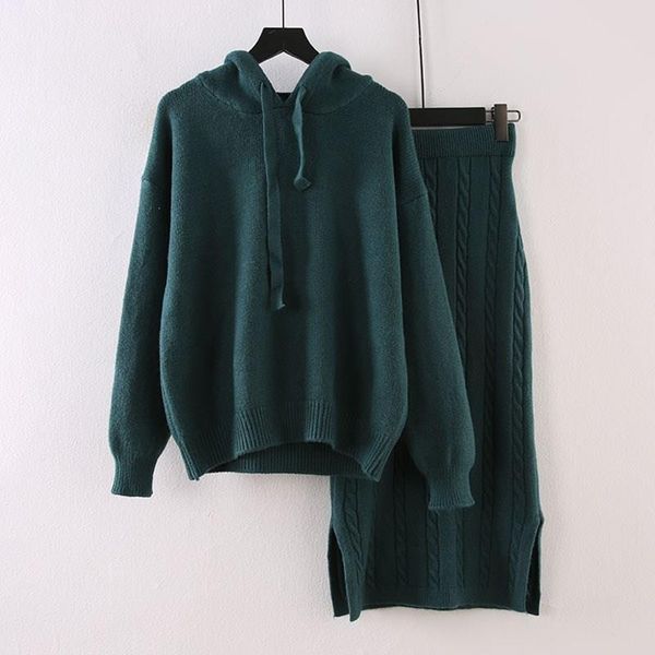 two piece dress hooded sweater high waist skirt set women solid pullover knitted suit loose outfits, White
two piece dress hooded sweater high waist skirt set women solid pullover knitted suit loose outfits, White