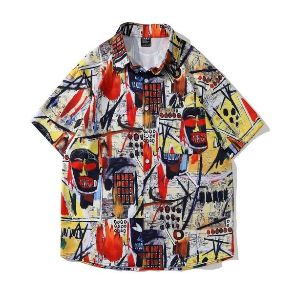 men's casual shirts hawaiian for men summer single pocket personality graffiti printed short-sleeve beach blouses camicias, White;black
men's casual shirts hawaiian for men summer single pocket personality graffiti printed short-sleeve beach blouses camicias, White;black