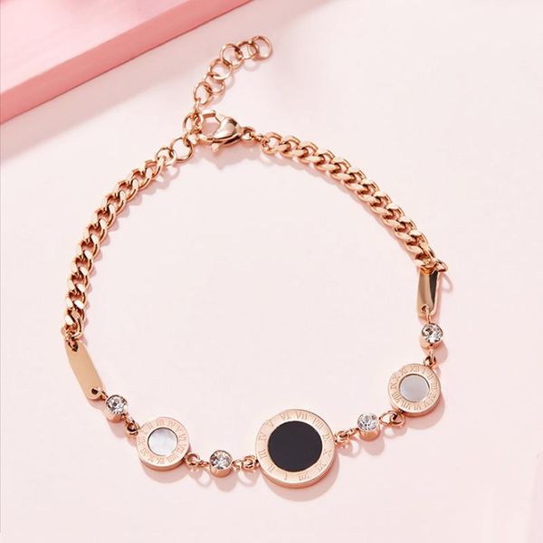 link, chain simple personality roman black and white fritillary titanium steel bracelet feminine temperament fashion hipster rose gold brace
link, chain simple personality roman black and white fritillary titanium steel bracelet feminine temperament fashion hipster rose gold brace