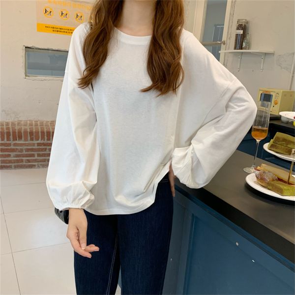 women's blouses & shirts hzirip 10 solid colors puff sleeves cotton t-shirts complete autumn femme ol loose all female casual games le, White
women's blouses & shirts hzirip 10 solid colors puff sleeves cotton t-shirts complete autumn femme ol loose all female casual games le, White