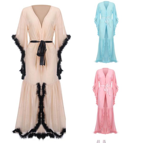 casual dresses see through maxi dress women feather flared sleeve tail long solid belt v neck kimono night home wear robe, Black;gray
casual dresses see through maxi dress women feather flared sleeve tail long solid belt v neck kimono night home wear robe, Black;gray