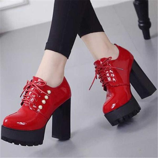 dress shoes spring autumn fashion women pumps patent leather platform 11cm thick heel woman office lady lace-up single, Black
dress shoes spring autumn fashion women pumps patent leather platform 11cm thick heel woman office lady lace-up single, Black