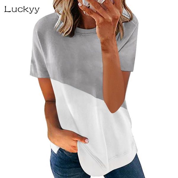 women t shirt short sleeve women's clothing summer female solid patchwork round neck casual soft thin loose ladies t-shirt, White
women t shirt short sleeve women's clothing summer female solid patchwork round neck casual soft thin loose ladies t-shirt, White