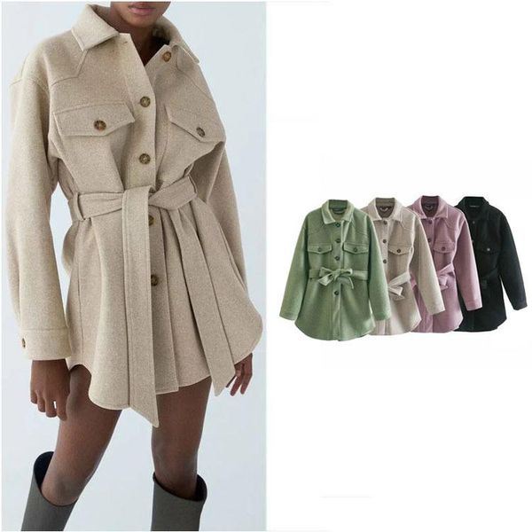 women 2021 fashion with belt loose woolen jacket coat vintage long sleeve winter elegant female outerwear chic overcoat women's wool &, Black
women 2021 fashion with belt loose woolen jacket coat vintage long sleeve winter elegant female outerwear chic overcoat women's wool &, Black