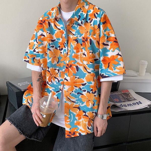 men's casual shirts hawaiian short sleeve men print trendy coat oversize vacation five-point beach shirt loose male clothes, White;black
men's casual shirts hawaiian short sleeve men print trendy coat oversize vacation five-point beach shirt loose male clothes, White;black