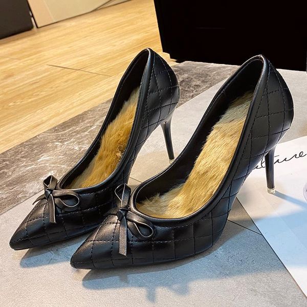 dress shoes 2021 elegant bowknot women's high heel autumn soft velvet shallow women pumps pointed toe office lady party 10cm, Black
dress shoes 2021 elegant bowknot women's high heel autumn soft velvet shallow women pumps pointed toe office lady party 10cm, Black