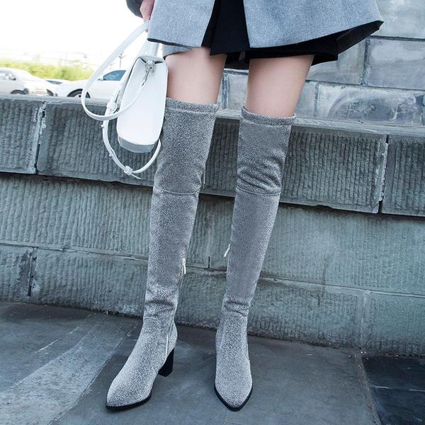 boots elastic long silver luxury boot women designers 2021 fashion glitter winter warm shoes woman over the knee high heel, Black
boots elastic long silver luxury boot women designers 2021 fashion glitter winter warm shoes woman over the knee high heel, Black