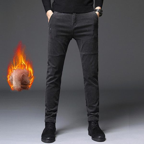 men's jeans autumn winter fashion men slim fit thick velvet casual corduroy pants classical fleece smart business warm hombre, Blue
men's jeans autumn winter fashion men slim fit thick velvet casual corduroy pants classical fleece smart business warm hombre, Blue