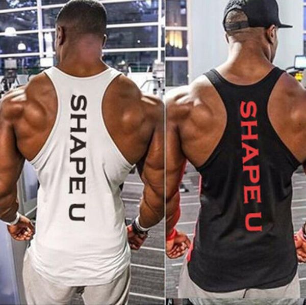 men' tank gym letter printed fitness sports vest muscle low cut bodybuilding workout t-shirt clothing, White;black
men' tank gym letter printed fitness sports vest muscle low cut bodybuilding workout t-shirt clothing, White;black