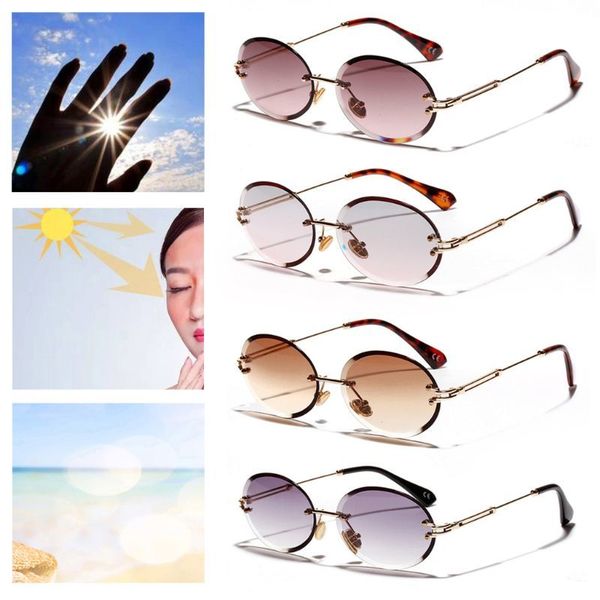 sunglasses design rimless fashion trend protection eyewear outdoor driving metal legs oval shape uv400 brand designer, White;black
sunglasses design rimless fashion trend protection eyewear outdoor driving metal legs oval shape uv400 brand designer, White;black