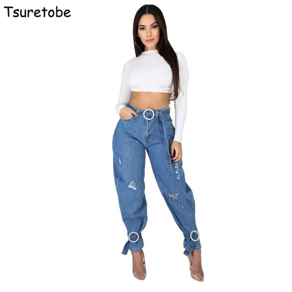 women's jeans tsuretobe bandage ripped women loose boyfriend casual high waist fashion denim pants female trousers, Blue
women's jeans tsuretobe bandage ripped women loose boyfriend casual high waist fashion denim pants female trousers, Blue